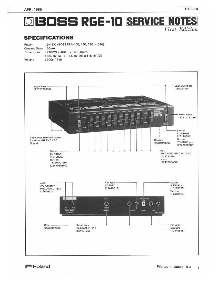 BOSS RGE 10 SERVICE NOTES