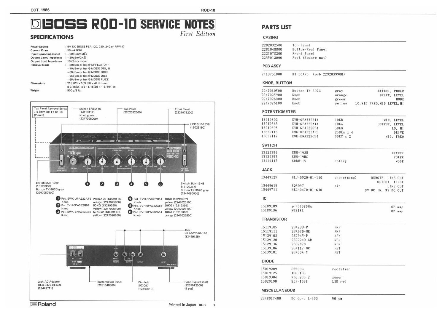 BOSS ROD 10 SERVICE NOTES