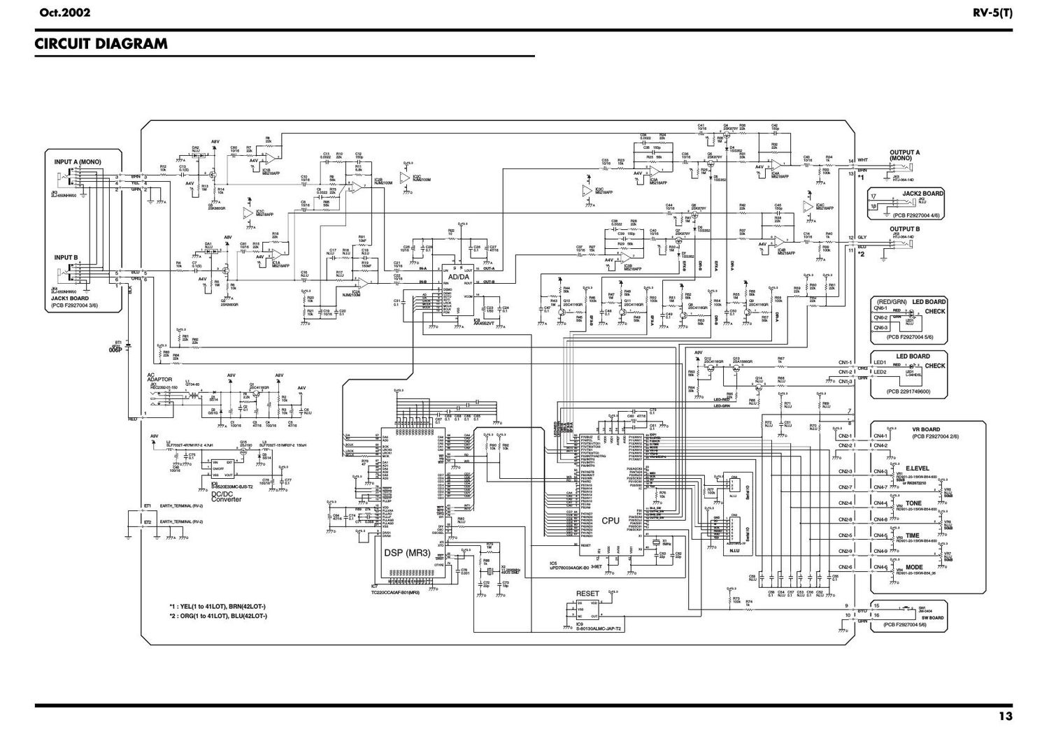 Boss RV 5 Digital Reverb Schematic