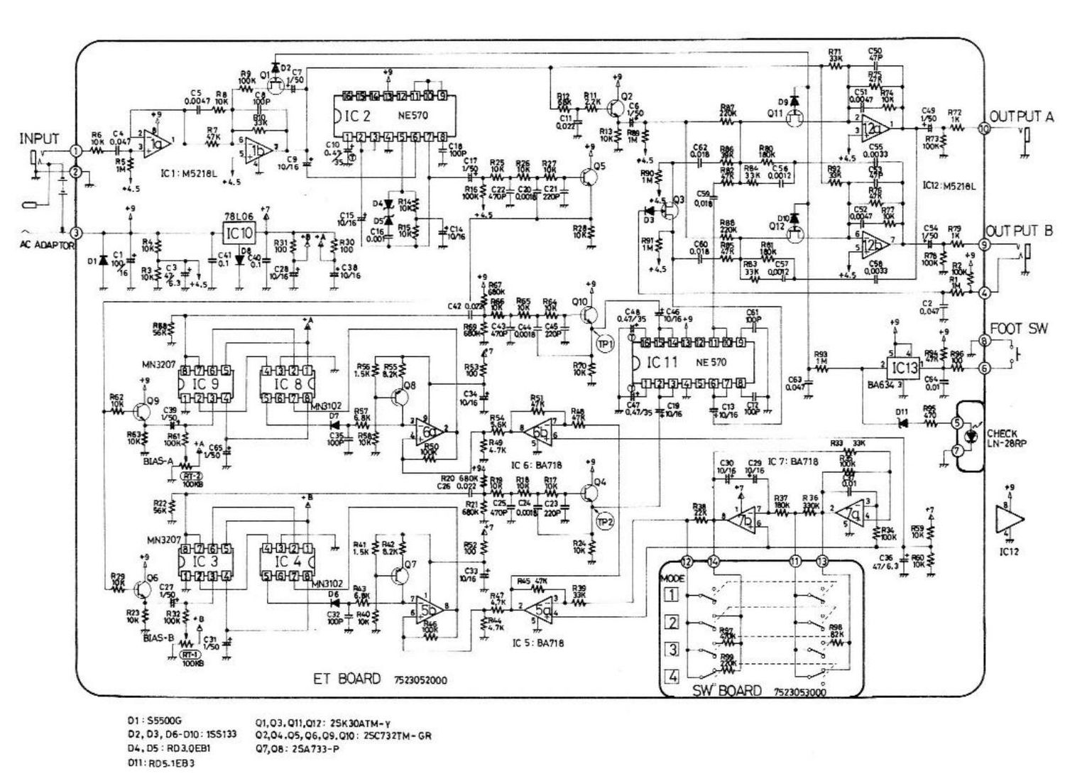 Boss DC 2 Dimension C Chorus Schematic