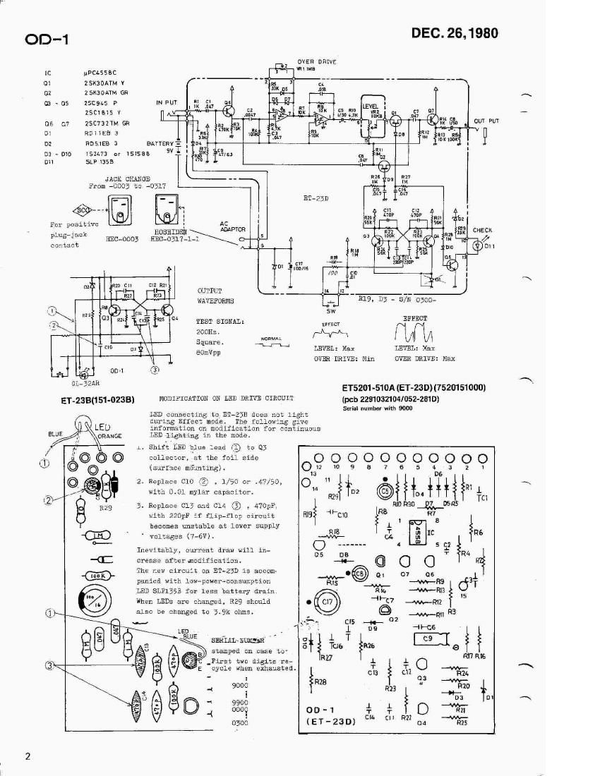 Boss OD 1 Overdrive Schematic