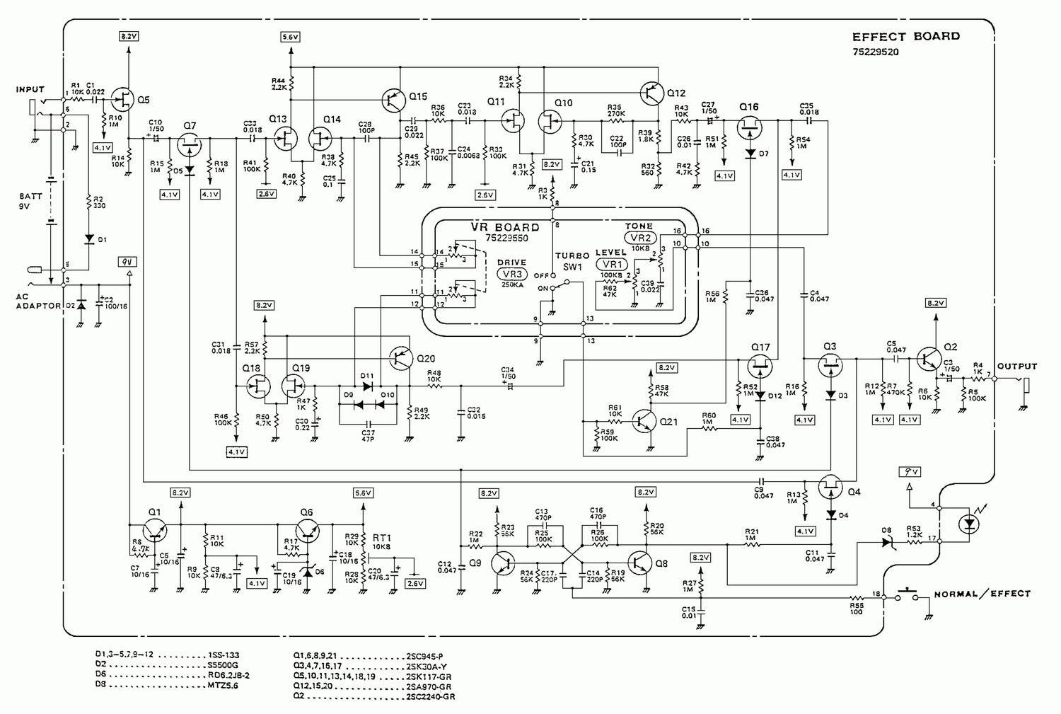 Boss OD 2 Overdrive Schematic