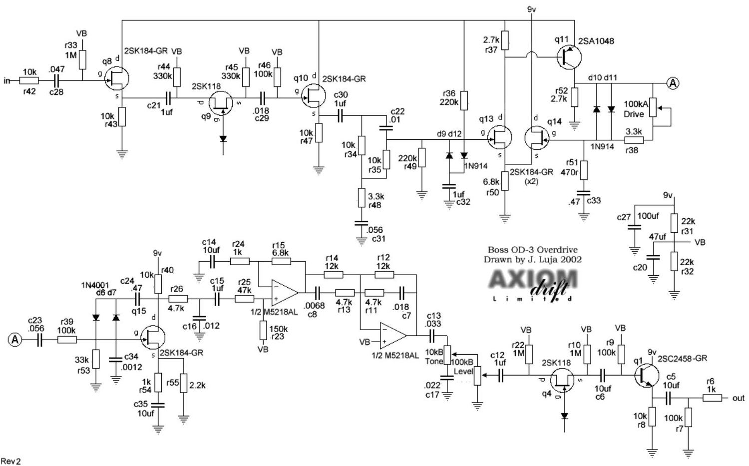 Boss OD 3 Overdrive Schematic