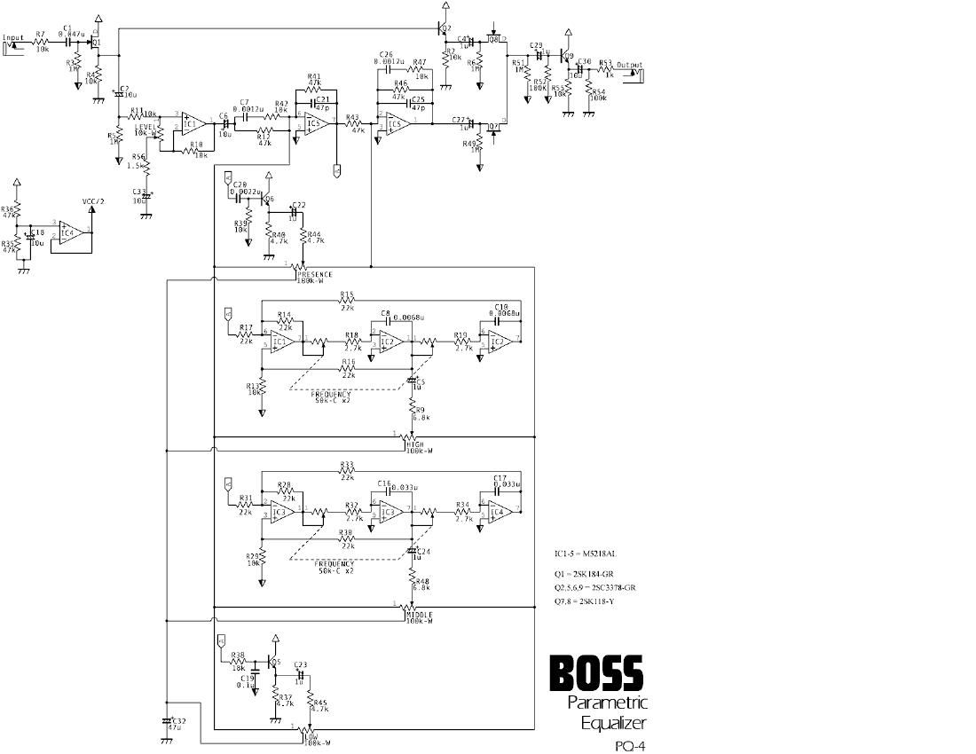 Boss PQ 4 Parametric EQ Schematic