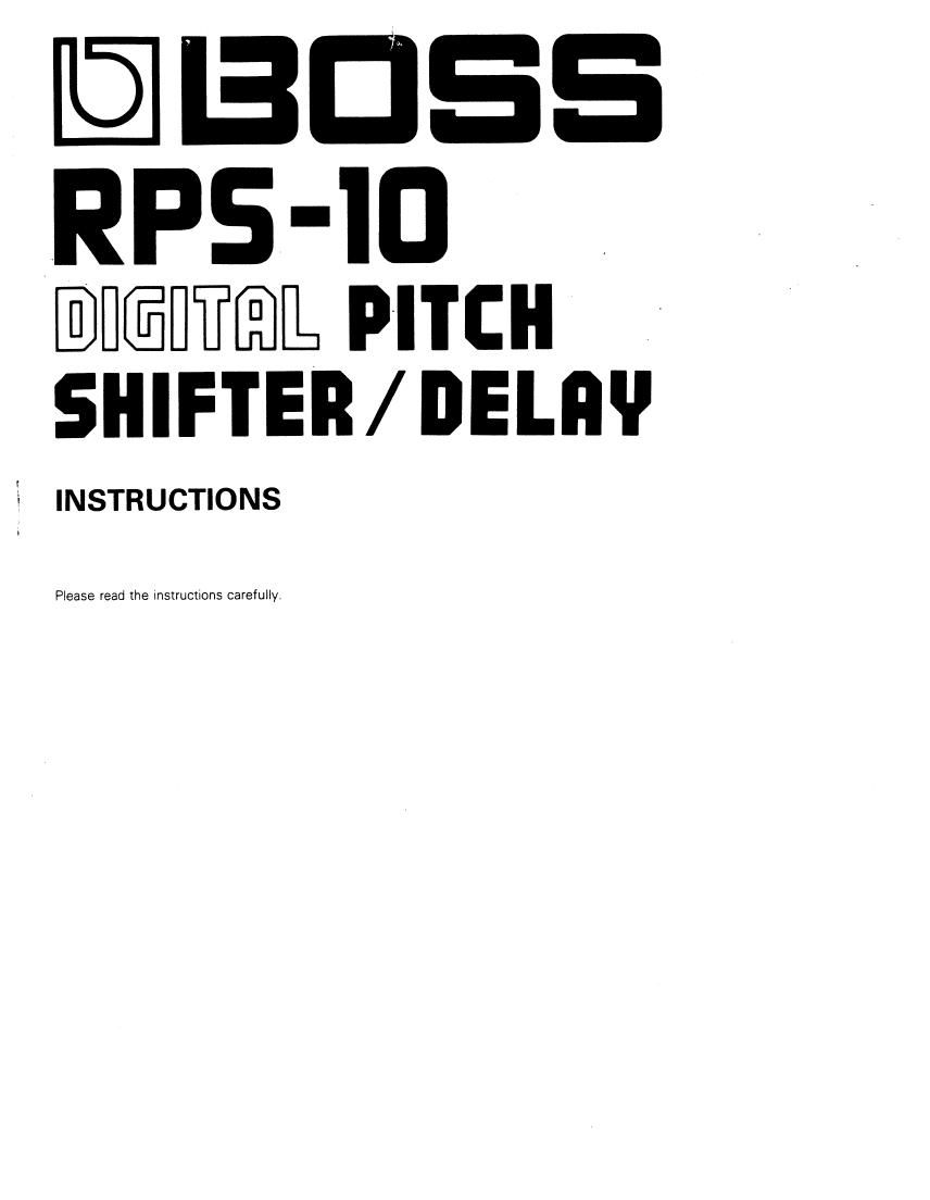 Boss RPS 10 Owners Manual