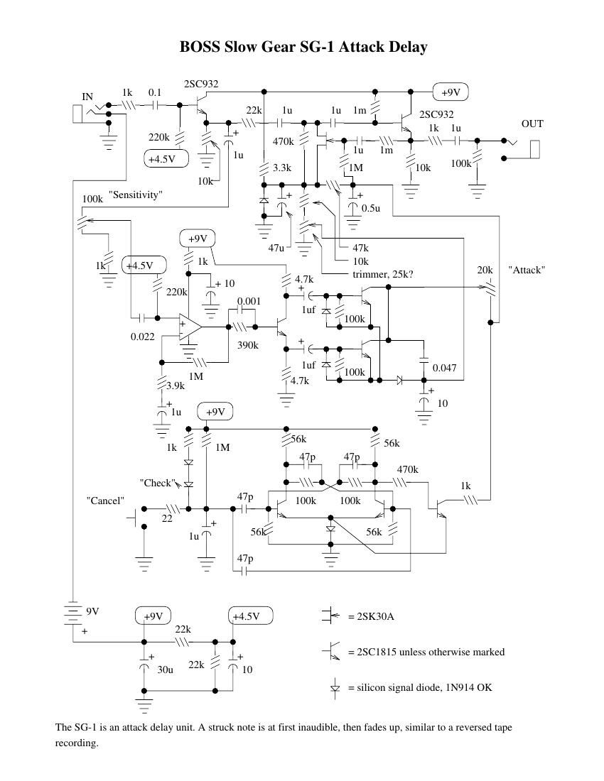 Boss SG 1 Slow Gear Attack Delay Schematic