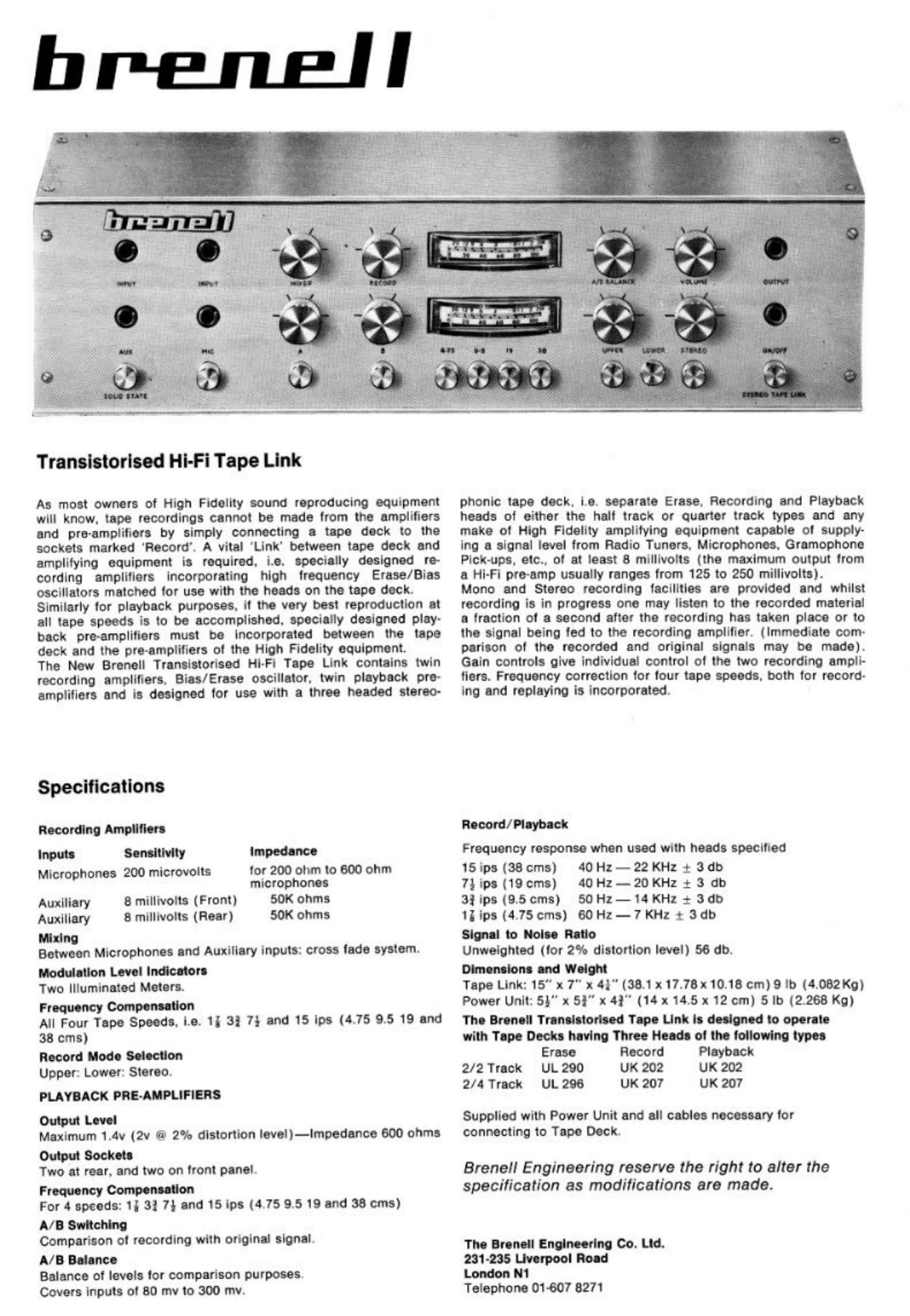 brenell TapeLink Transistor