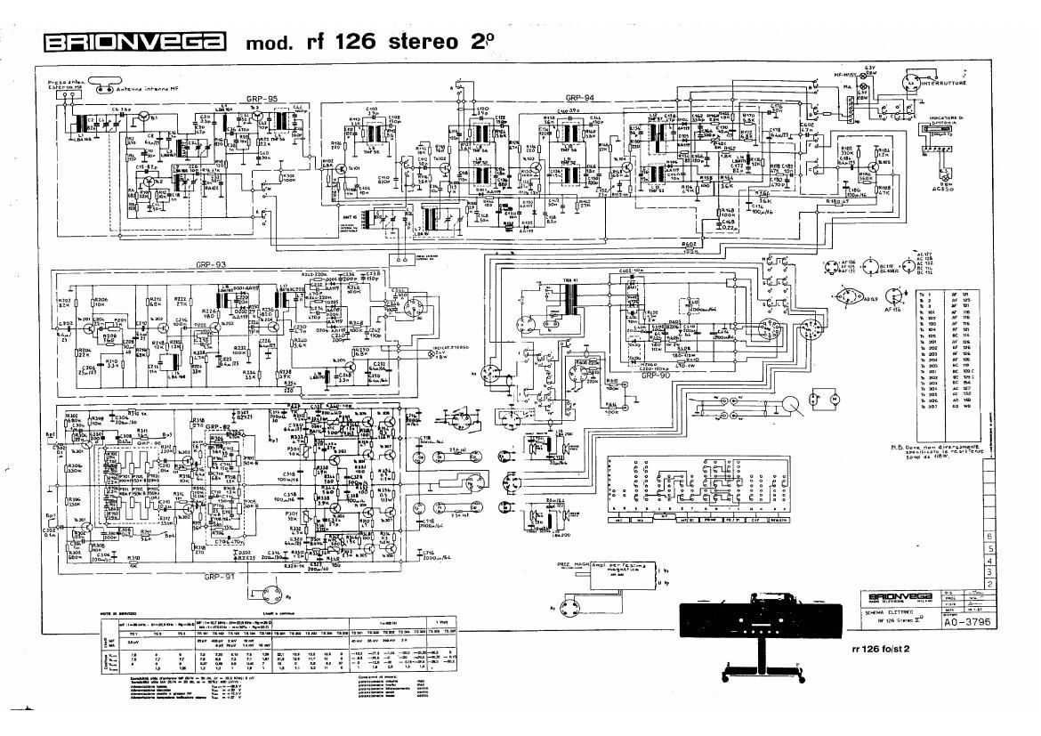 brionvega rf126 stereo 2 am fm stereo radio receiver schematic