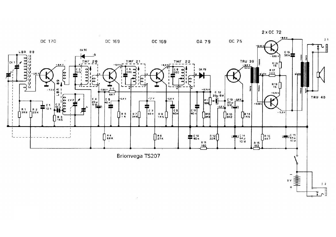 brionvega ts207 am radio receiver schematic