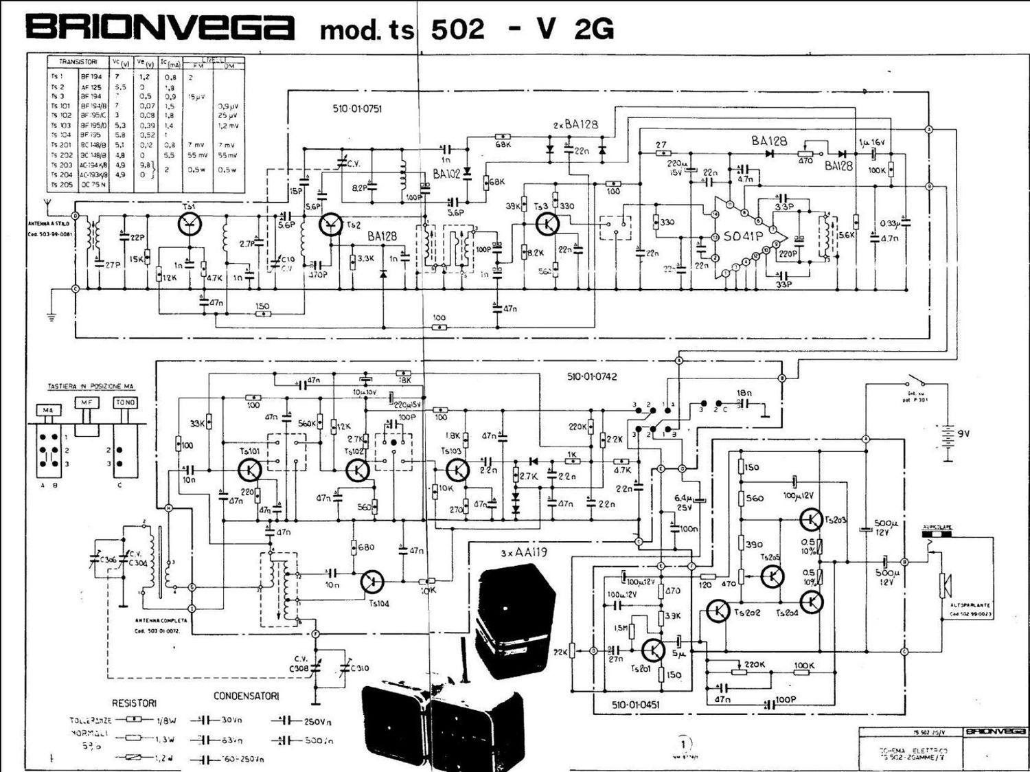 brionvega ts502 v2g schematic