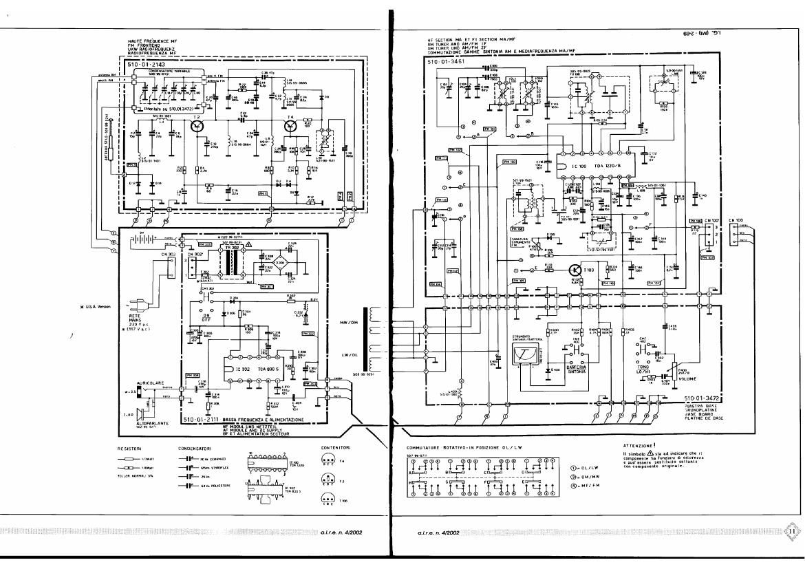 brionvega ts505 a am fm radio receiver schematic