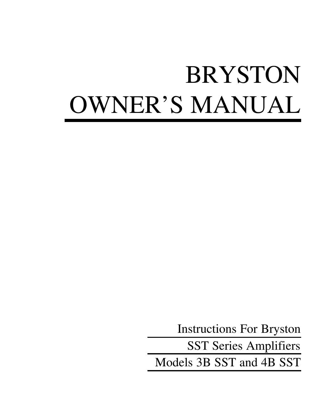 bryston 3b 4b sst owners manual