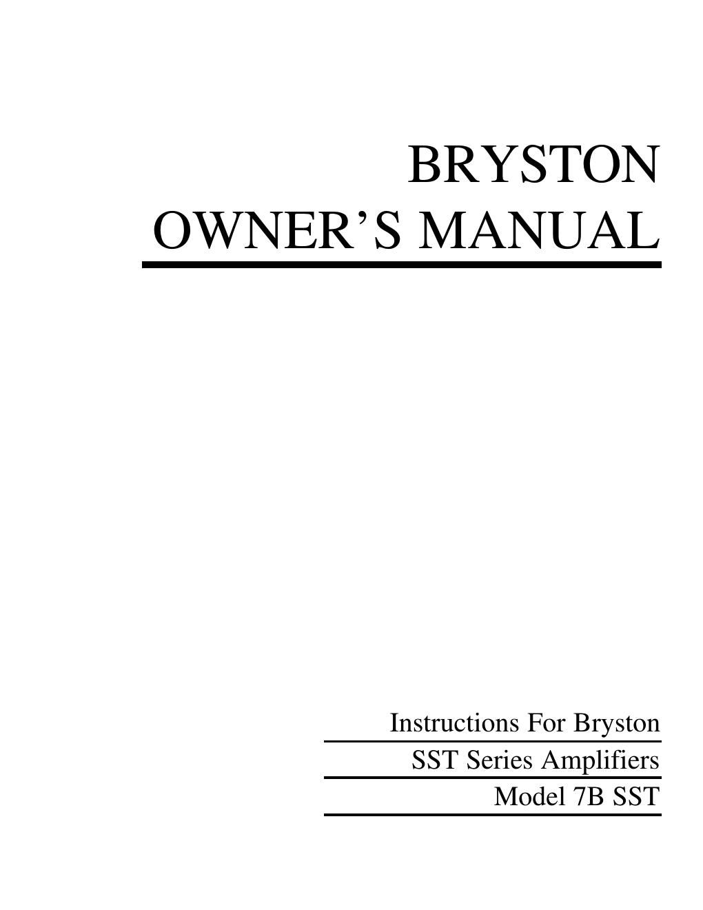 bryston 7 bsst owners manual