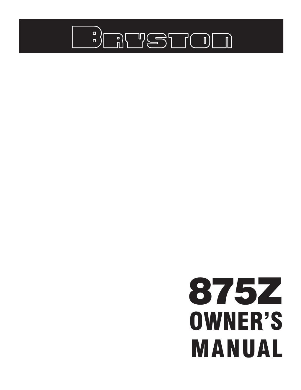 bryston 875 z owners manual