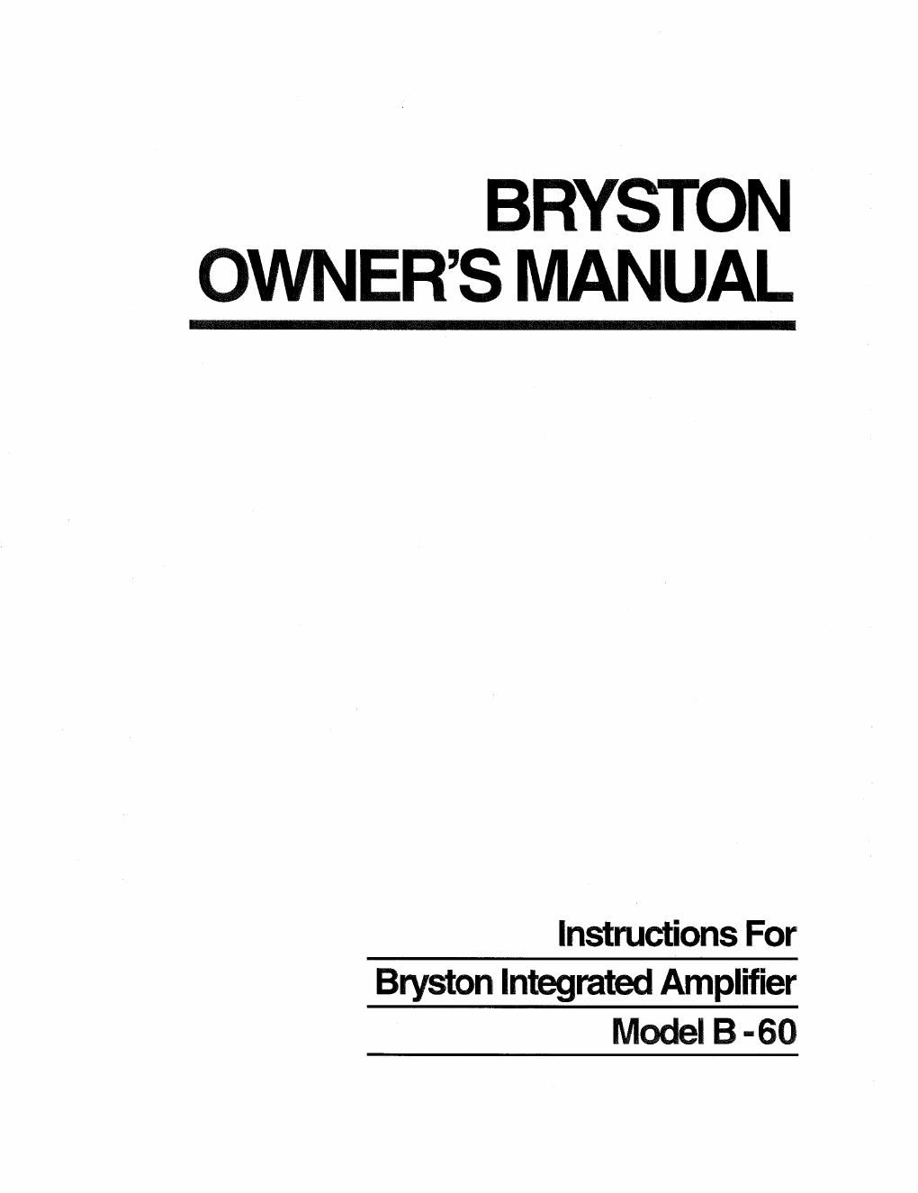 bryston b 60 owners manual