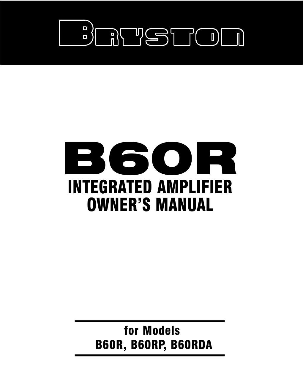 bryston b 60 r owners manual