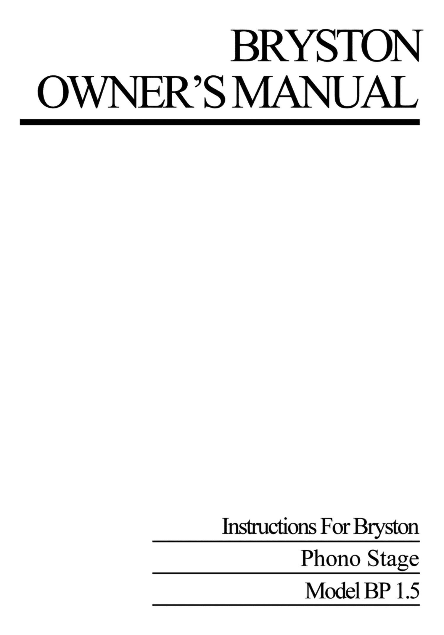 bryston bp 1 5 owners manual