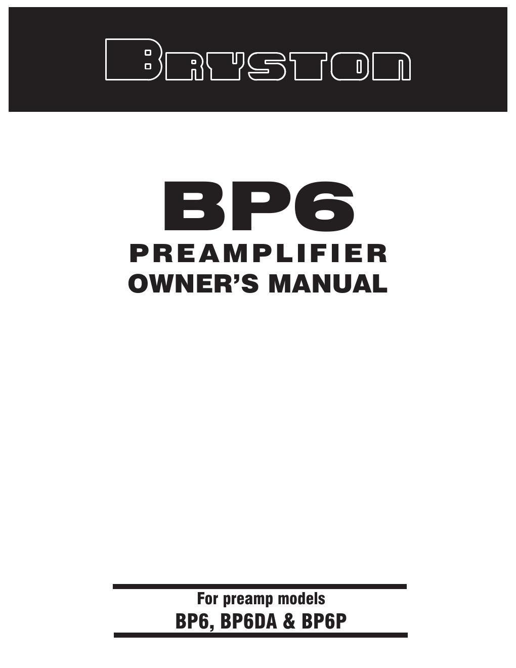 bryston bp 6 owners manual