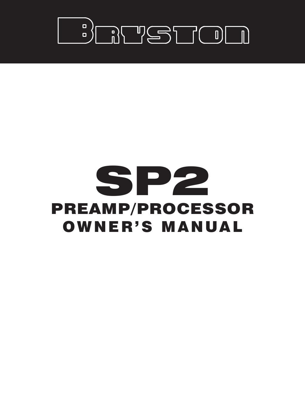 bryston sp 2 owners manual