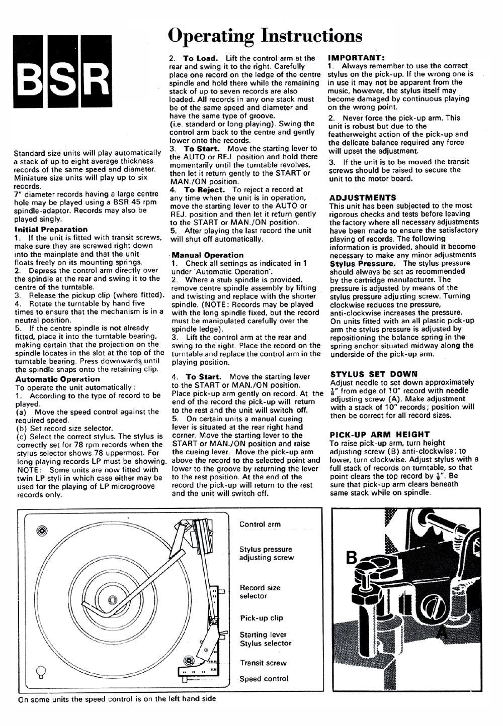 bsr c 114r 115r 123r 124r 127r 129r 136r 138r 140 owners manual