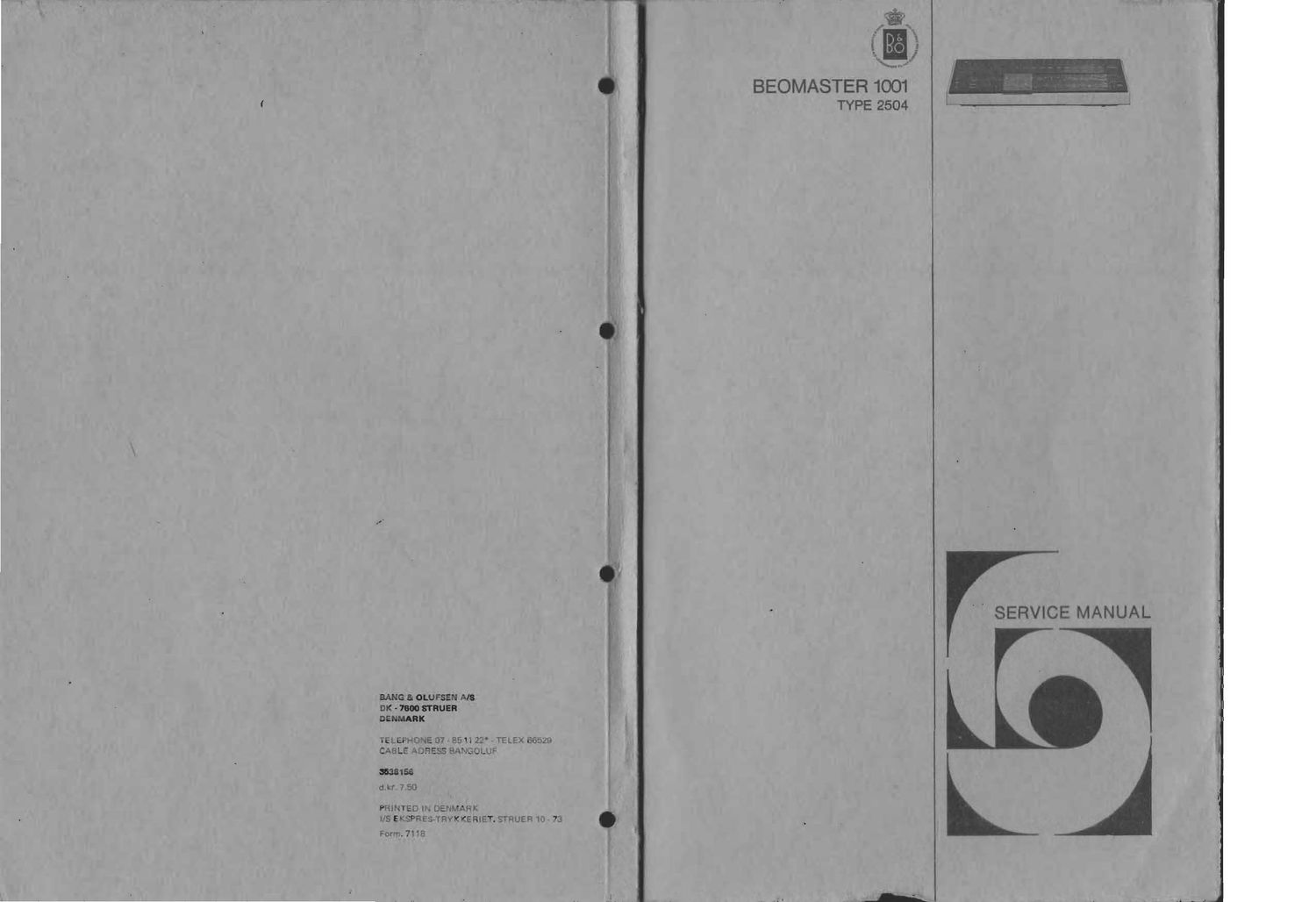 Bang Olufsen Beomaster 1001 Service Manual