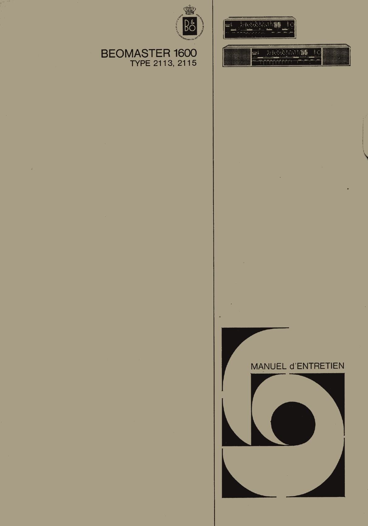 Bang Olufsen Beomaster 1600 Service Manual