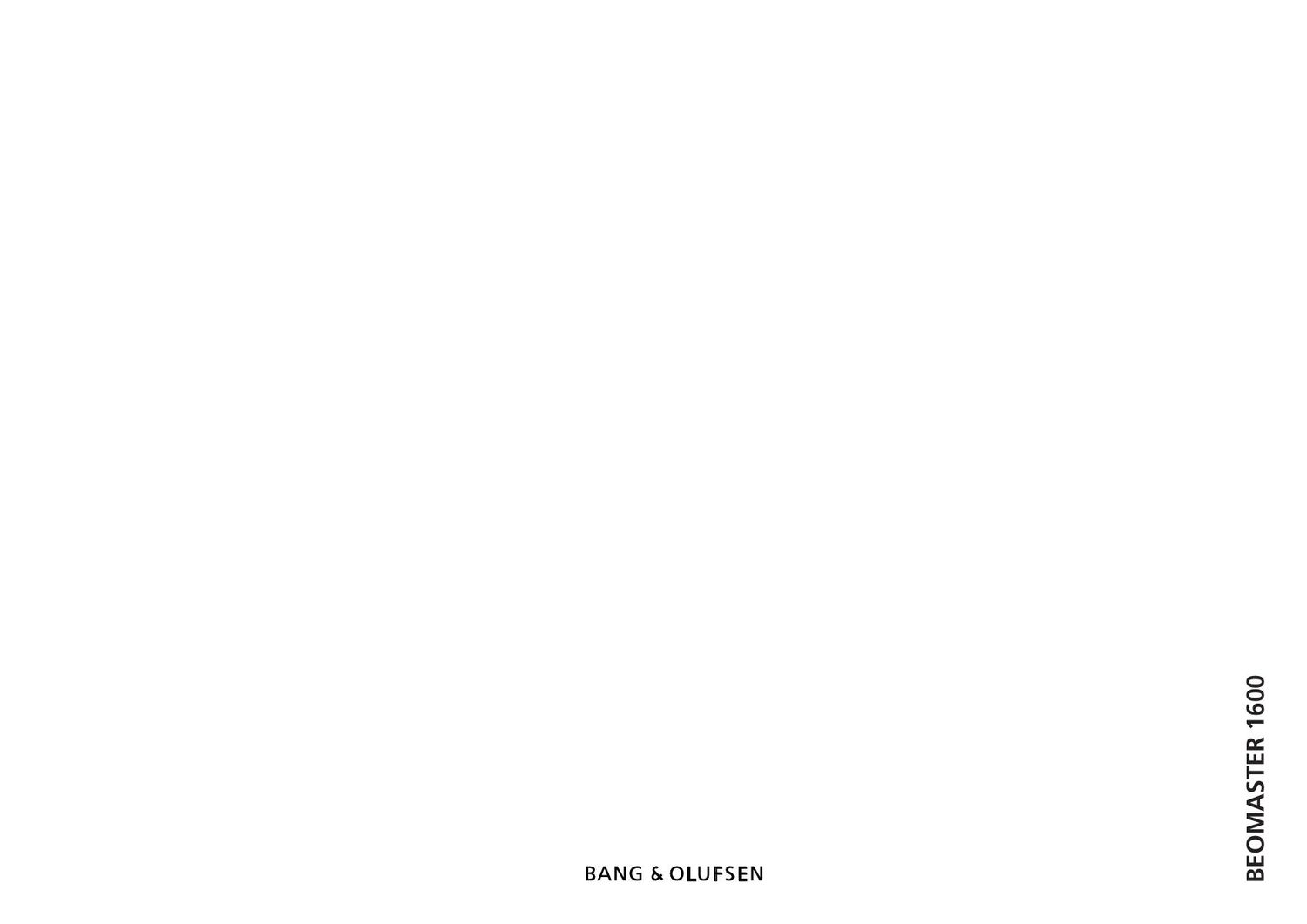 Bang Olufsen Beomaster 1600 Owners Manual