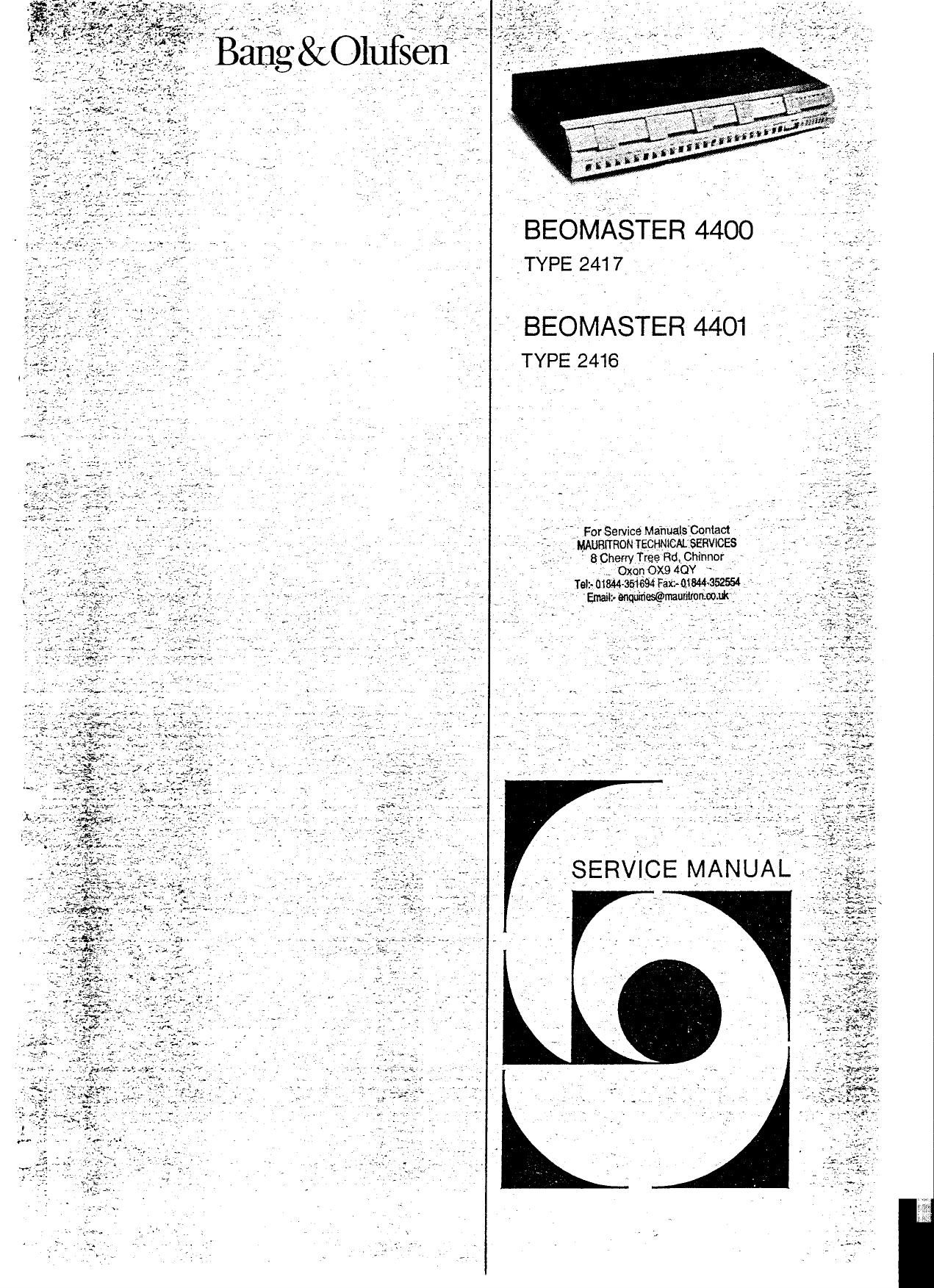 Bang Olufsen Beomaster 4400 4401 Service Manual