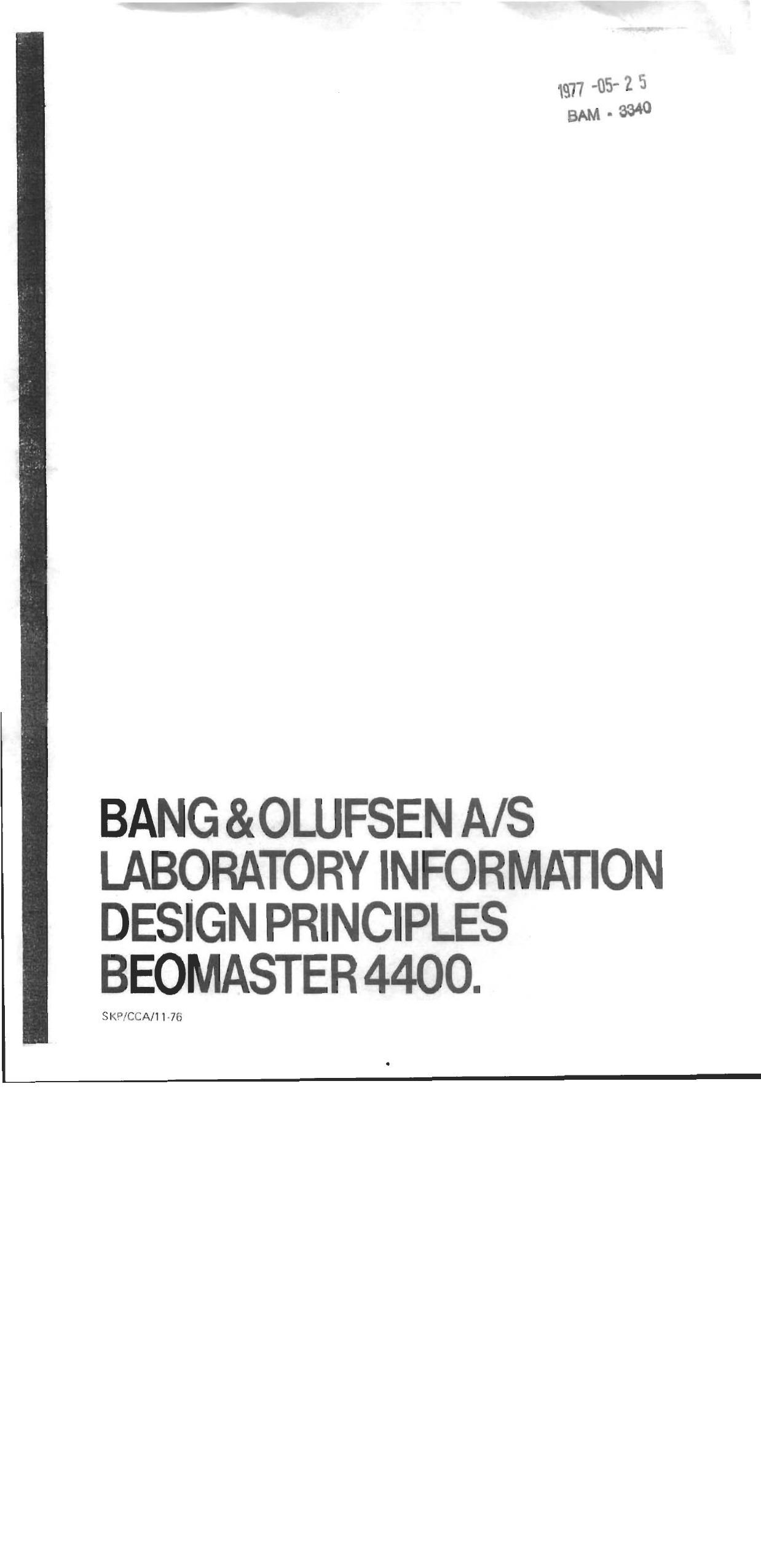 Bang Olufsen Beomaster 4400 Owners Manual