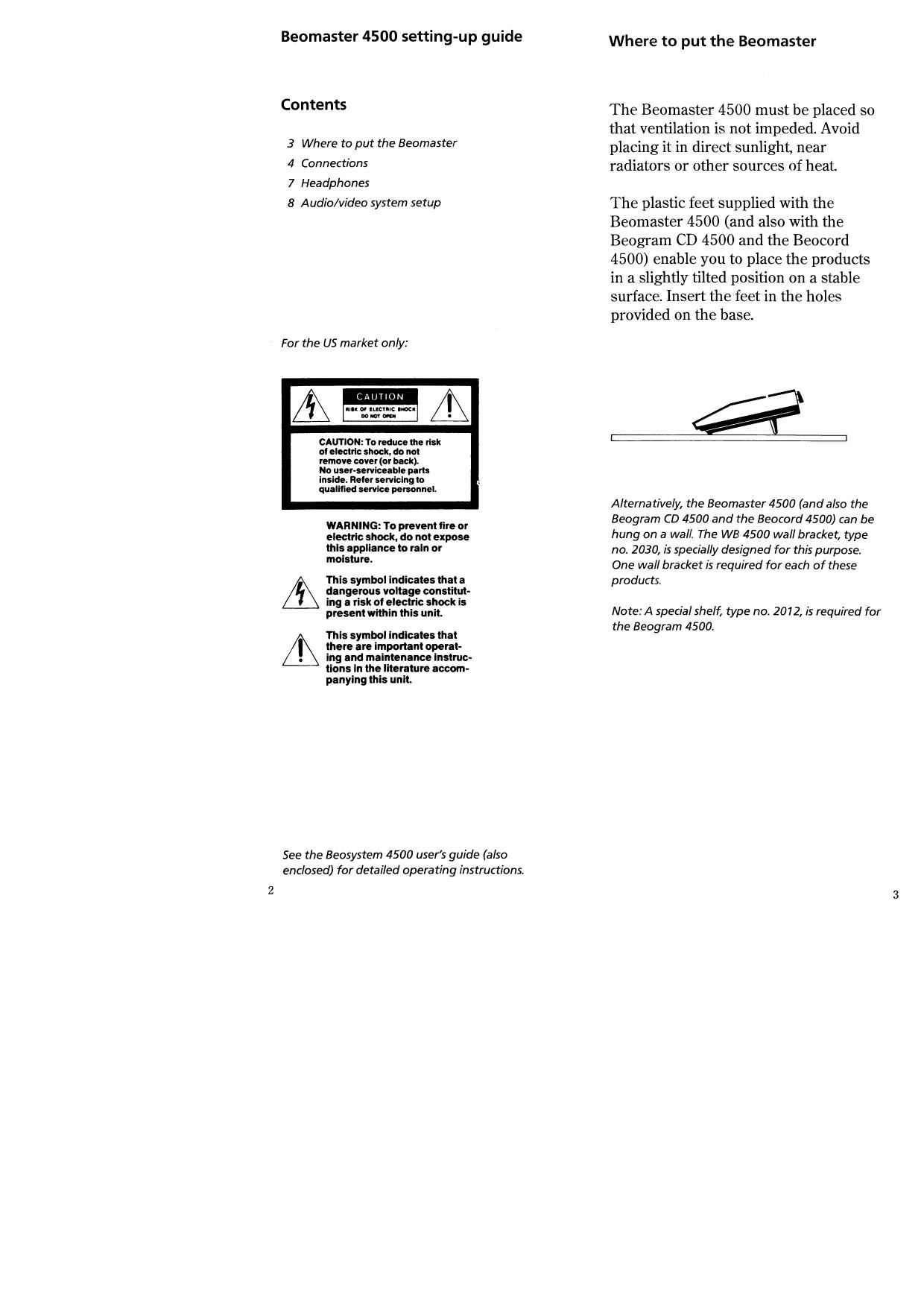 Bang Olufsen Beomaster 4500 Owners Manual 2