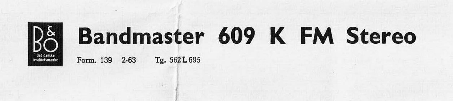 bang olufsen bandmaster 609 k schematic