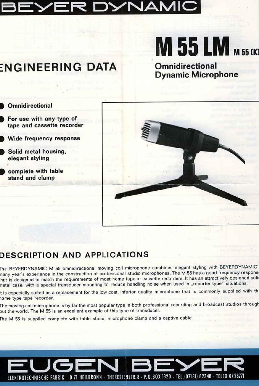 beyerdynamic M 55 LM Datenblatt