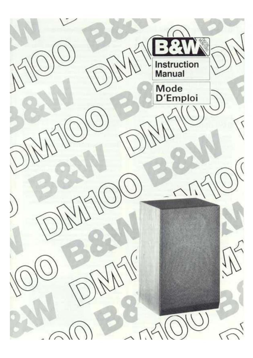 BowersWilkins DM 100 Owners Manual