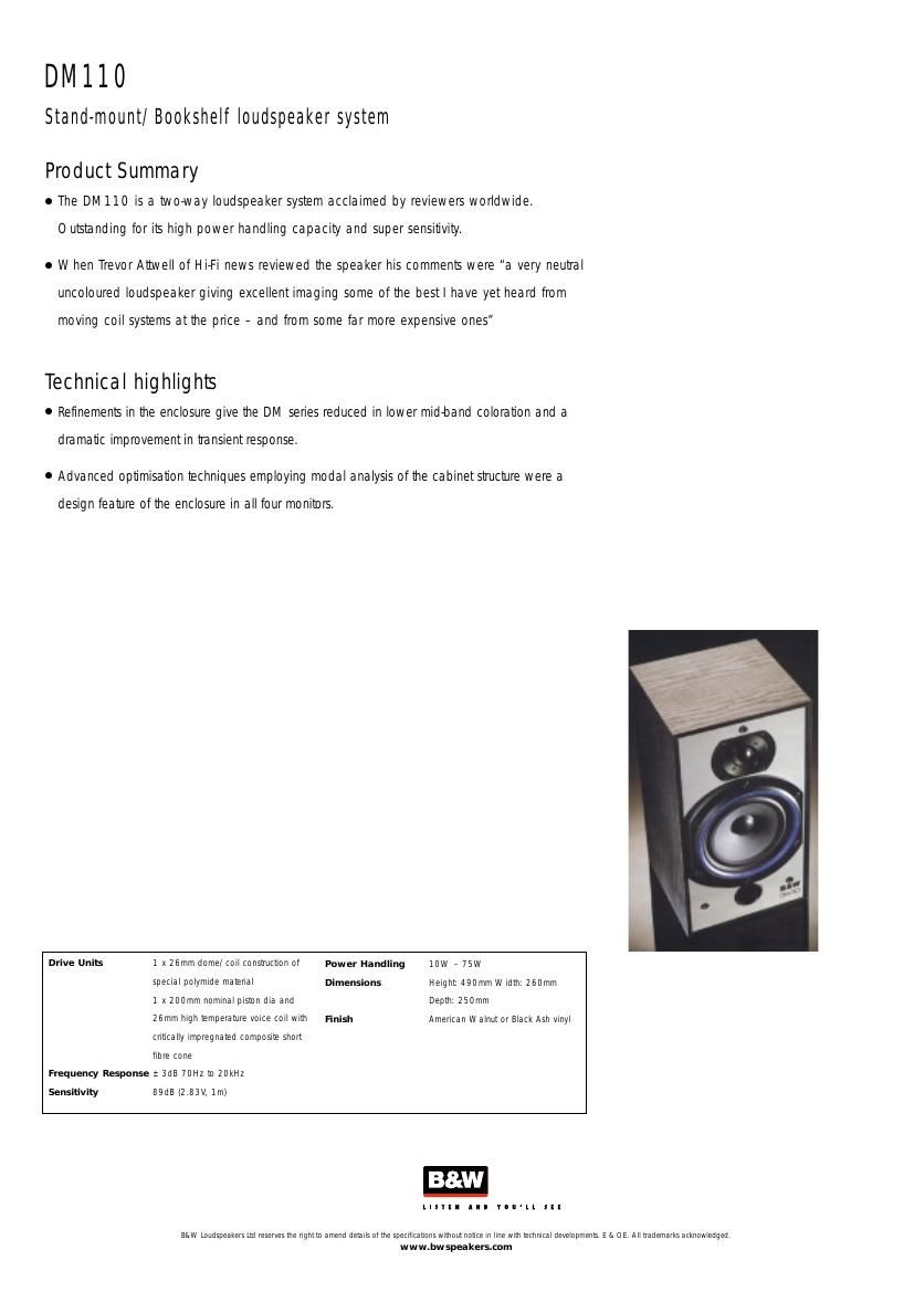 BowersWilkins DM 110 Brochure