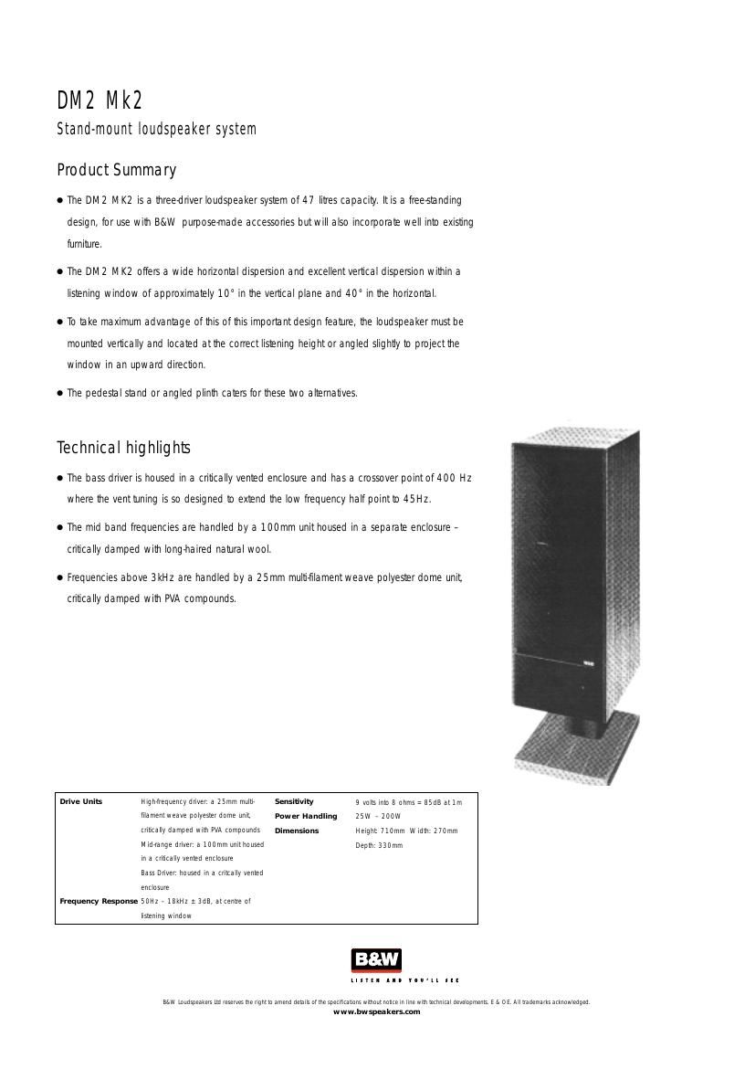 BowersWilkins DM 2 Mk2 Brochure