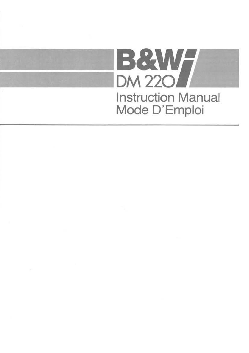 BowersWilkins DM 220 i Owners Manual