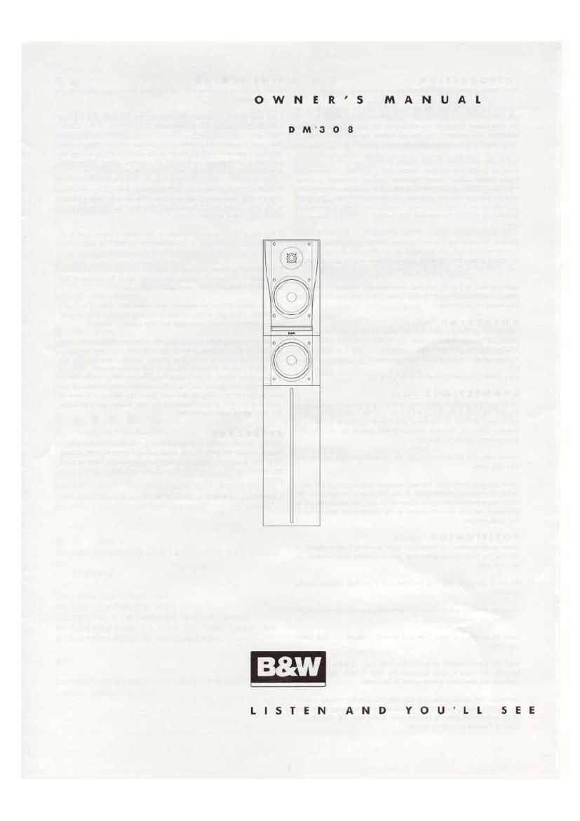 BowersWilkins DM 308 Owners Manual