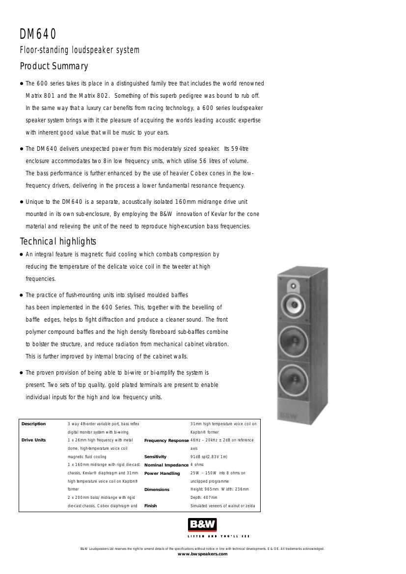 BowersWilkins DM 640 Brochure