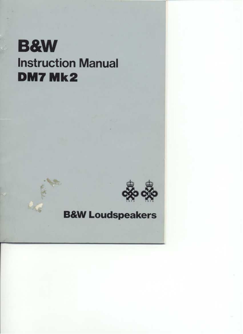 BowersWilkins DM 7 Mk2 Owners Manual
