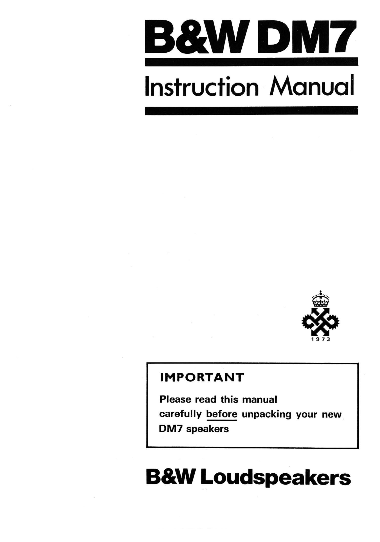 BowersWilkins DM 7 Owners Manual