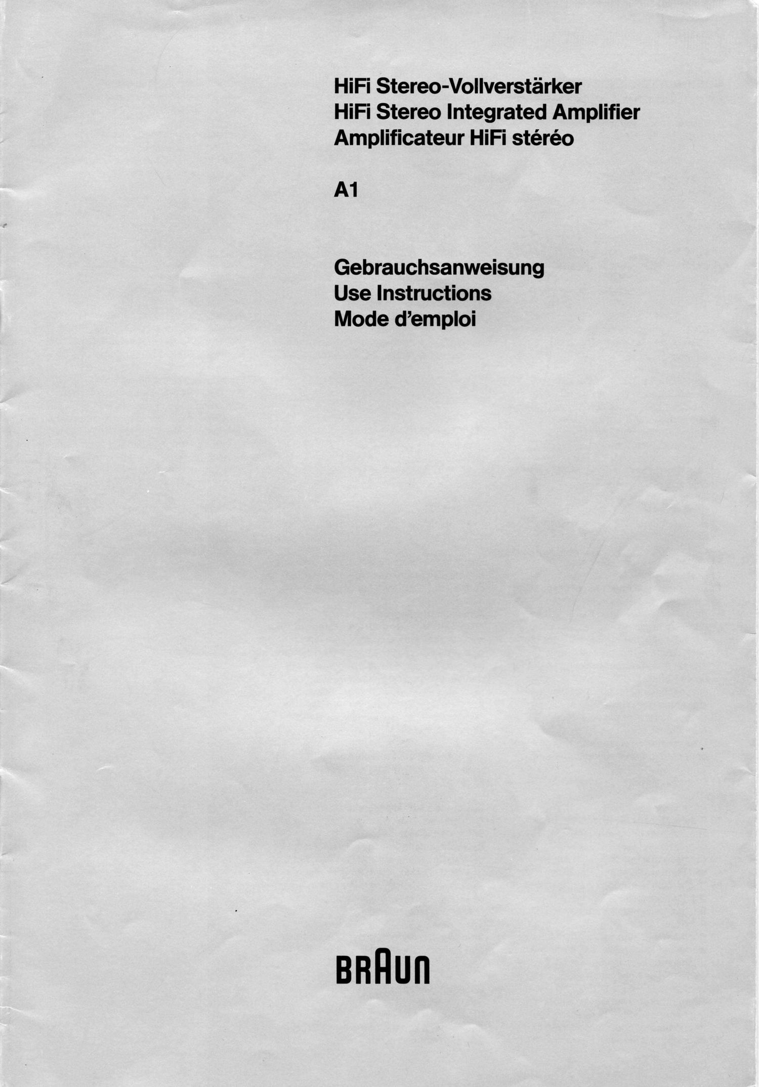 Braun A 1 Owners Manual