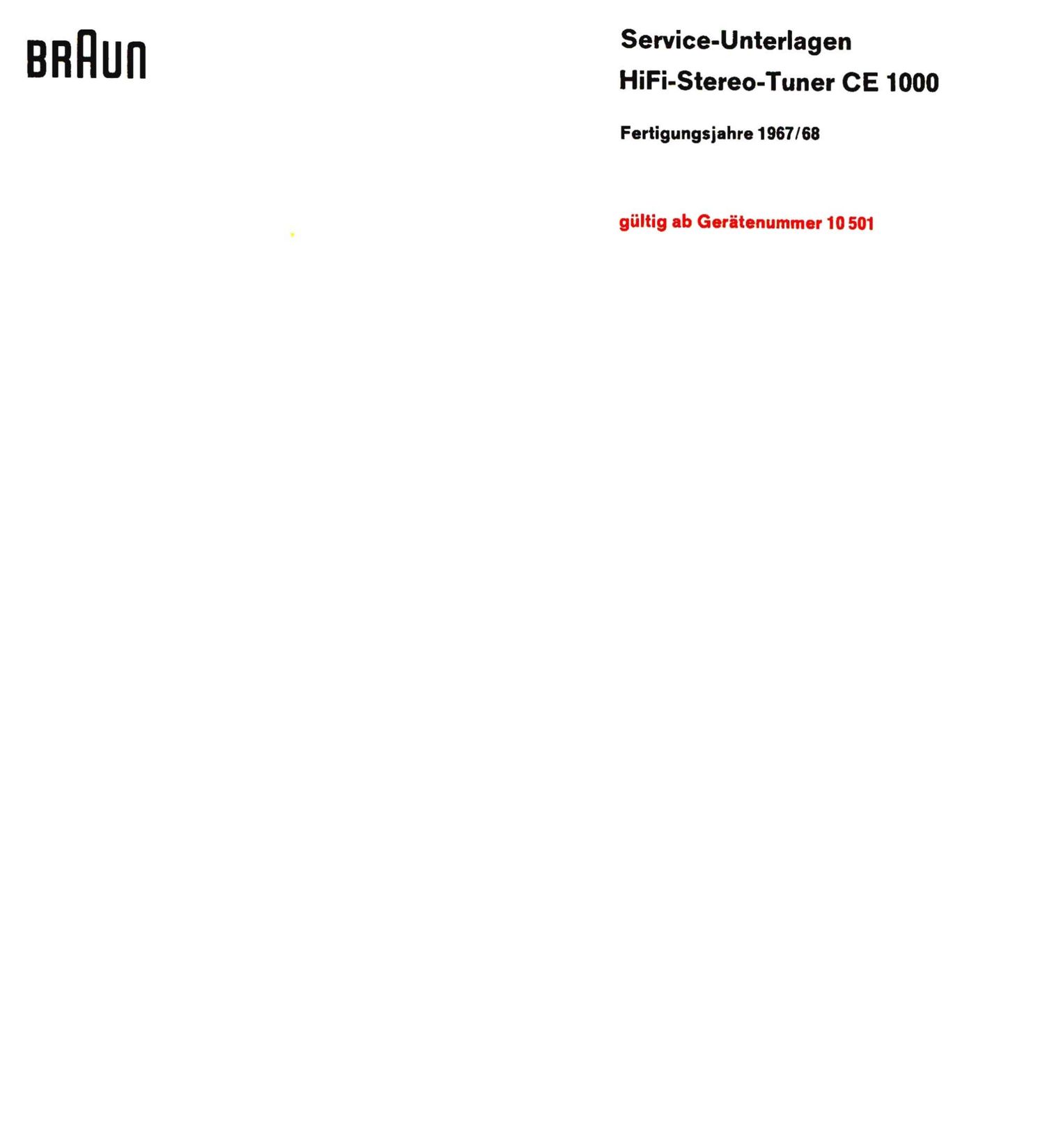 Braun CE 1000 Service Manual