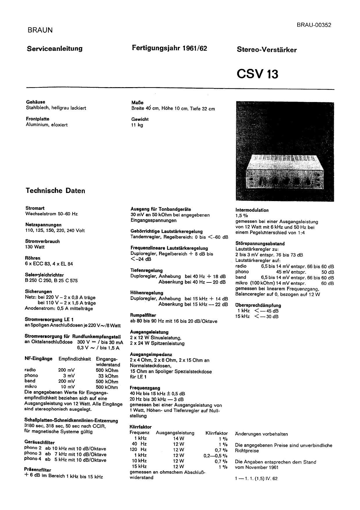 Braun CSV 13 Service Manual 2