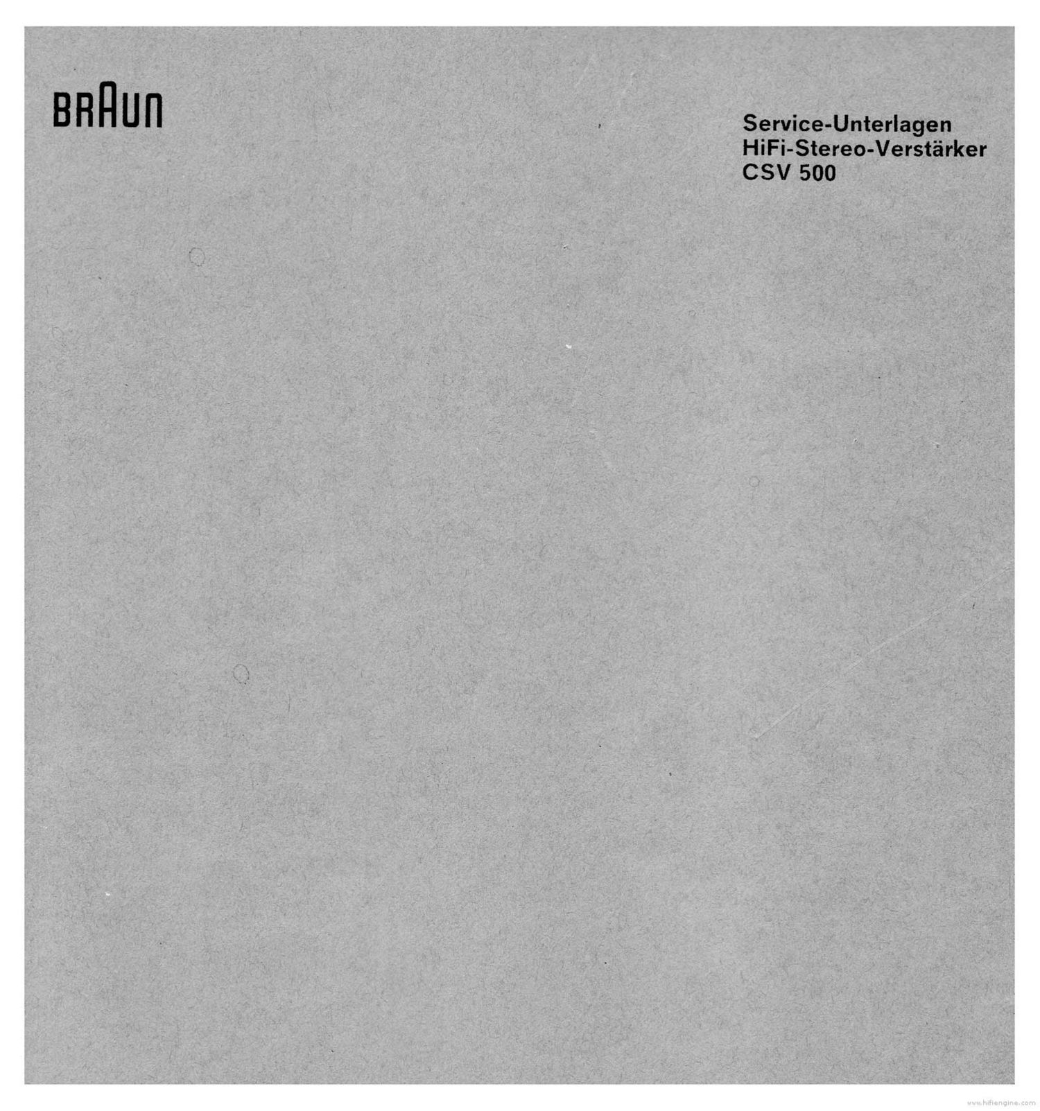 Braun CSV 500 Service Manual