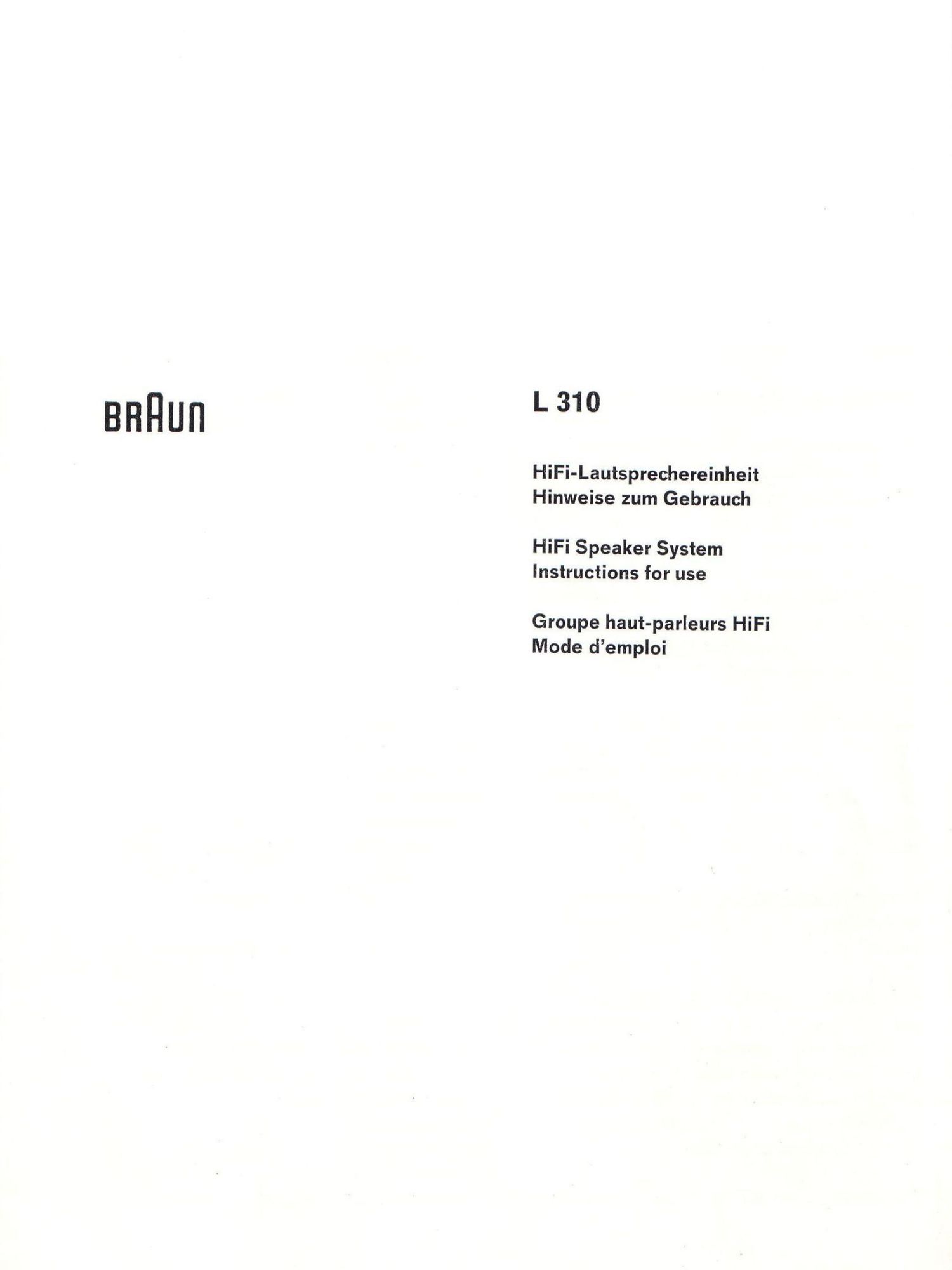 Braun L 310 Manual