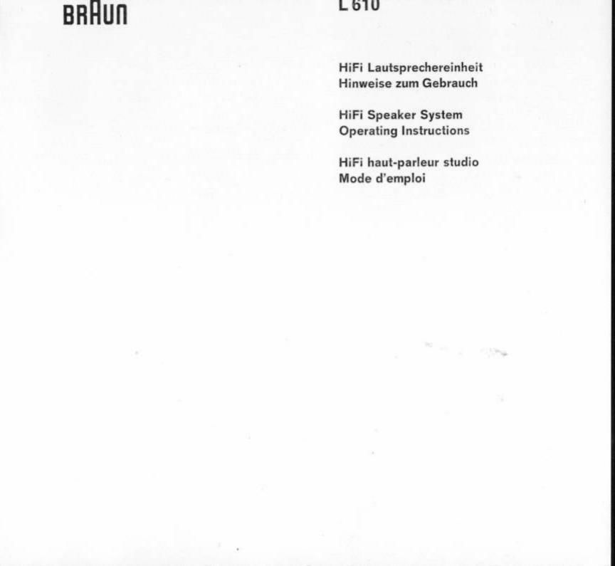 Braun L 610 Owners Manual
