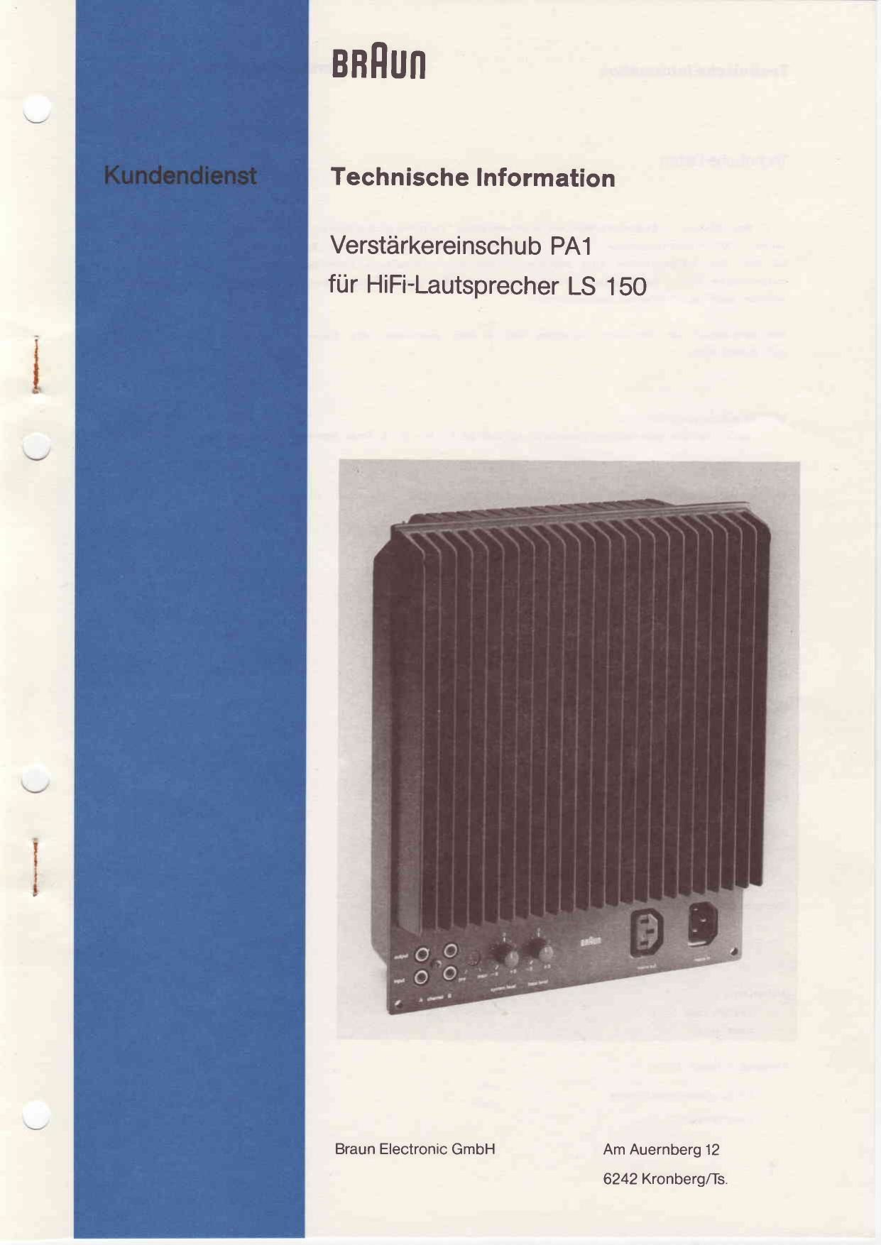 Braun PA 1 Service Manual