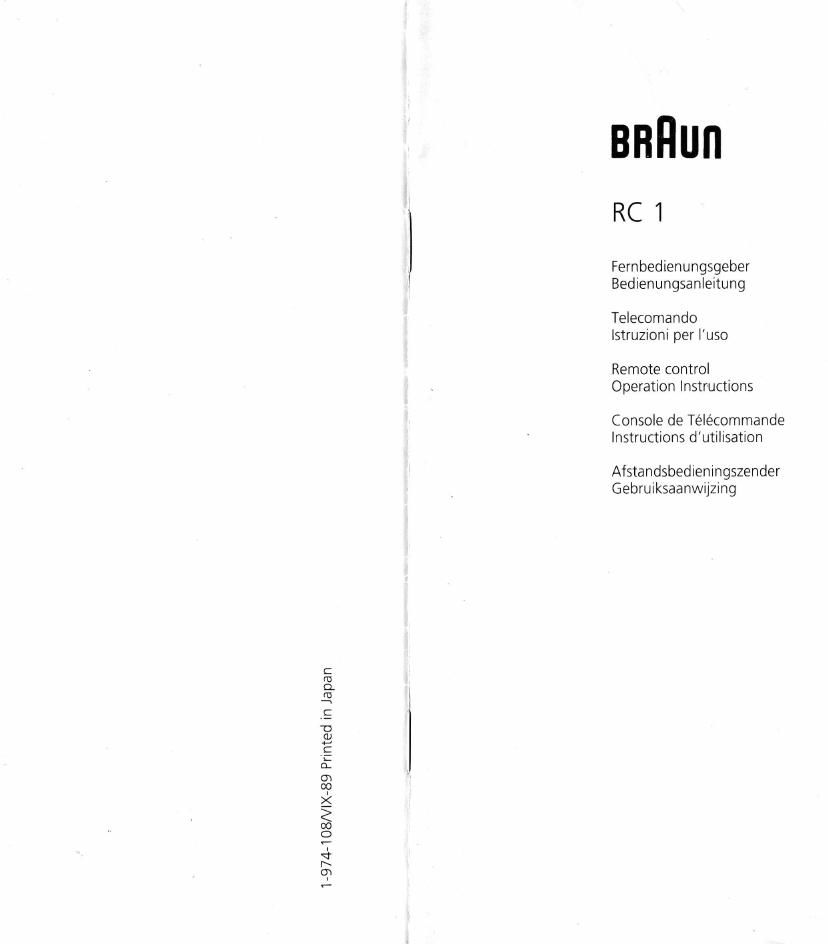 Braun RC 1 owners Manual