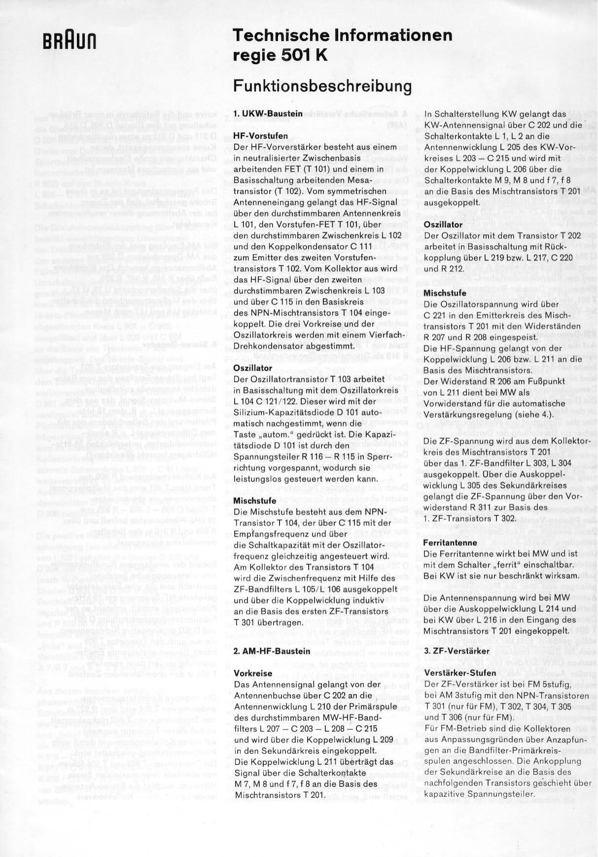 Braun Regie 501 K Service Manual