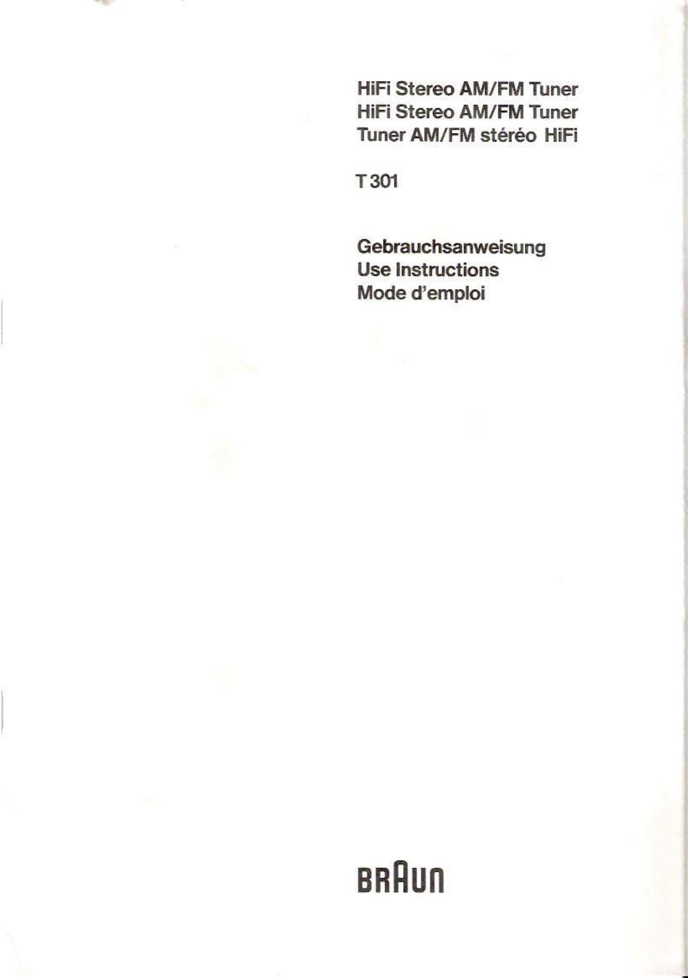 Braun T 301 Manual